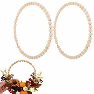 3324 2 Piece Wooden Bead Wreath, Wood Beaded Wreath kit for DIY Crafts